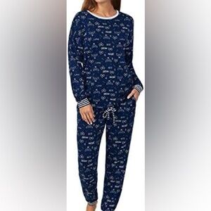 Harry Potter Wizarding World Womens 2-Piece Cozy Pajama Set Sz S Navy White